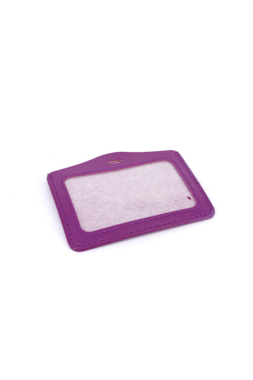 Single Pocket Horizontal ID Card Holder PU Leather-PURPLE