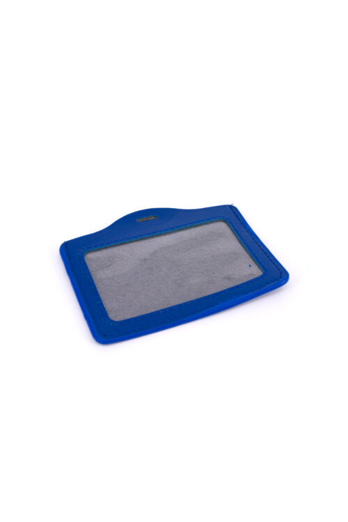 Single Pocket Horizontal ID Card Holder PU Leather-DARK BLUE