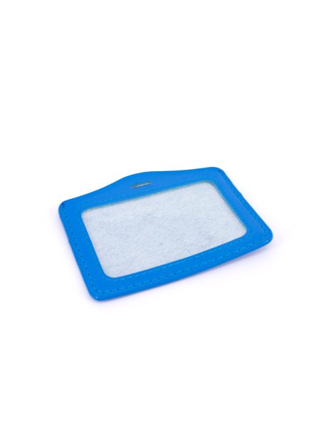 Single Pocket Horizontal ID Card Holder PU Leather-LIGHT BLUE
