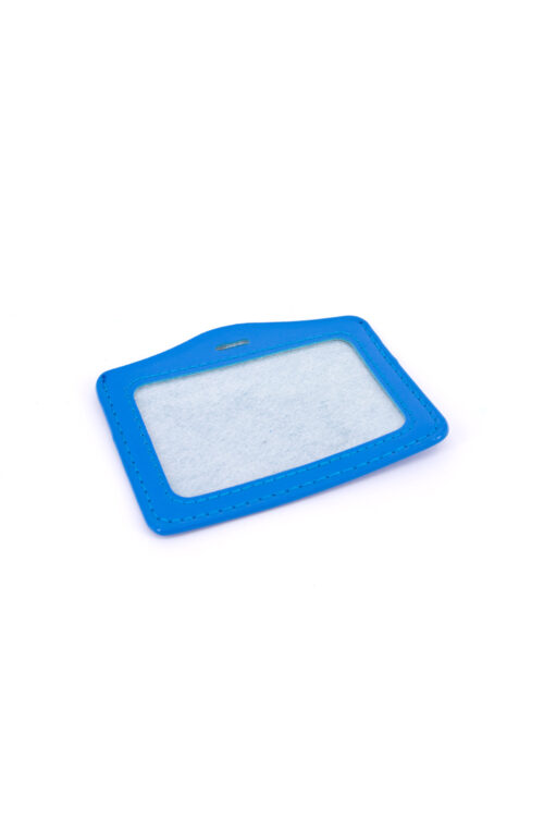 Single Pocket Horizontal ID Card Holder PU Leather-LIGHT BLUE