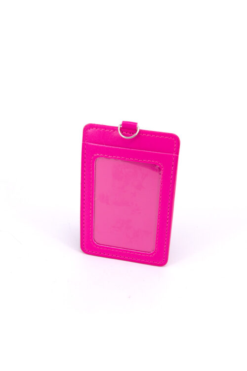 DOUBLE POCKET CARD HOLDER VERTICAL -HOT PINK