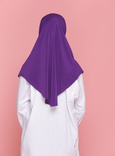 Tudung Sekolah Soft Awning Half Scuba - Purple Gelap