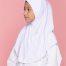 Tudung Sekolah Soft Awning Half Scuba - Putih Nila