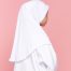 Tudung Sekolah Soft Awning Half Scuba - Putih Nila