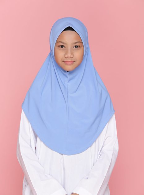 Tudung Sekolah Soft Awning Half Scuba - Biru Pengawas