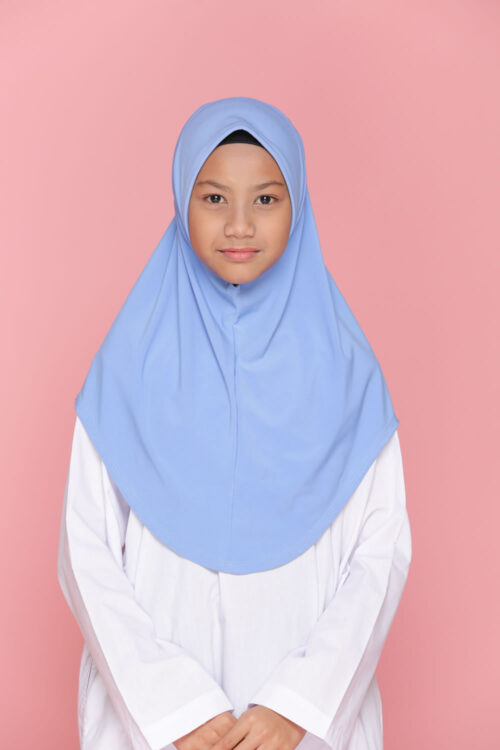 Tudung Sekolah Soft Awning Half Scuba - Biru Pengawas