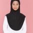 Tudung Sekolah Soft Awning Half Scuba - Hitam