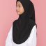 Tudung Sekolah Soft Awning Half Scuba - Hitam