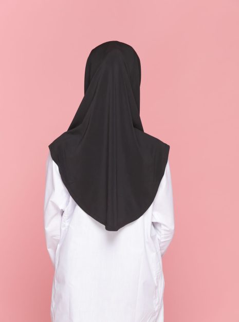Tudung Sekolah Soft Awning Half Scuba - Hitam