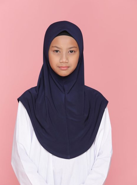 Tudung Sekolah Soft Awning Half Scuba - Blue Black
