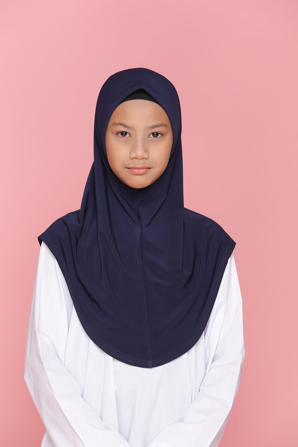 Tudung Sekolah Soft Awning Half Scuba - Blue Black