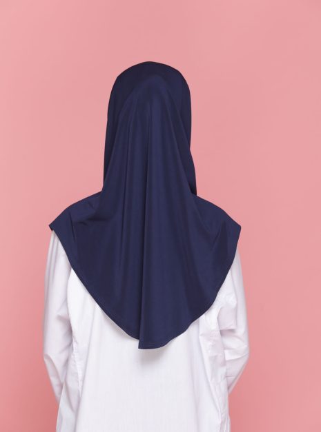 Tudung Sekolah Soft Awning Half Scuba - Blue Black