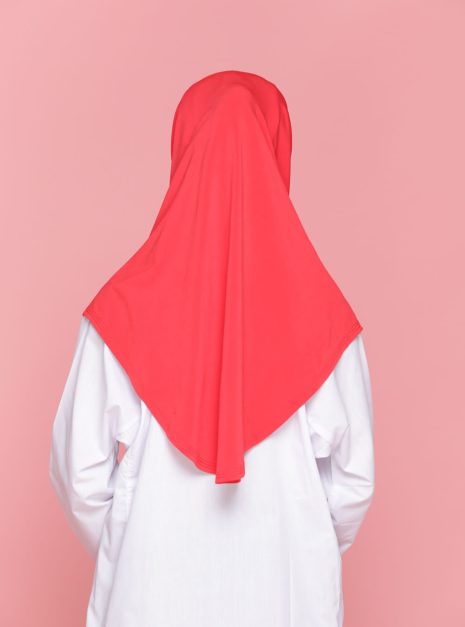 Tudung Sekolah Soft Awning Half Scuba - Chili Red