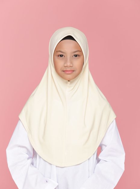 Tudung Sekolah Soft Awning Half Scuba - Cream