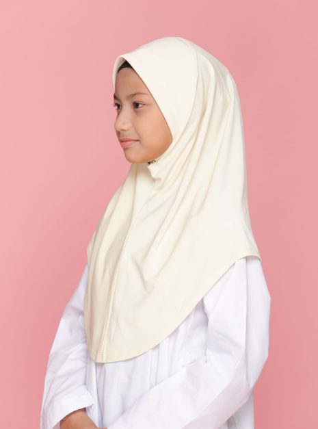 Tudung Sekolah Soft Awning Half Scuba - Cream