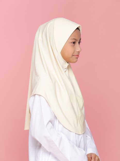 Tudung Sekolah Soft Awning Half Scuba - Cream
