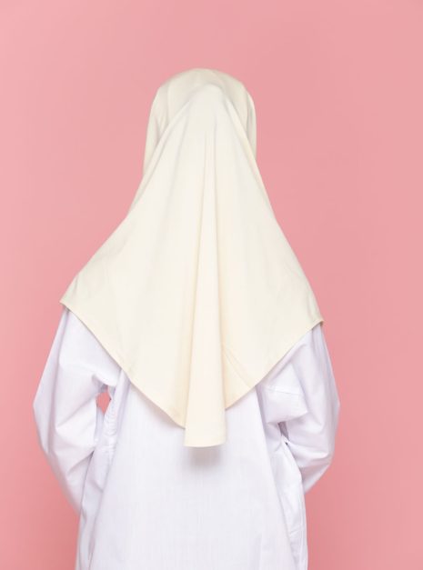Tudung Sekolah Soft Awning Half Scuba - Cream