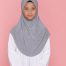 Tudung Sekolah Soft Awning Half Scuba - Kelabu