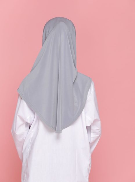 Tudung Sekolah Soft Awning Half Scuba - Kelabu