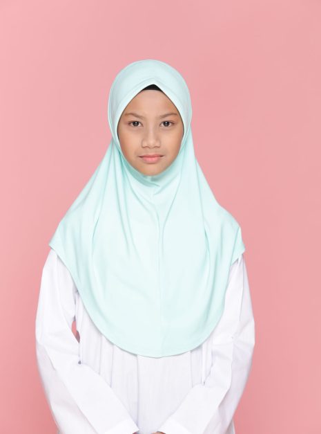Tudung Sekolah Soft Awning Half Scuba - Hijau Cair