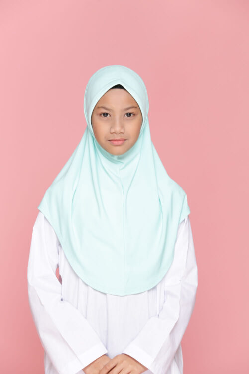 Tudung Sekolah Soft Awning Half Scuba - Hijau Cair