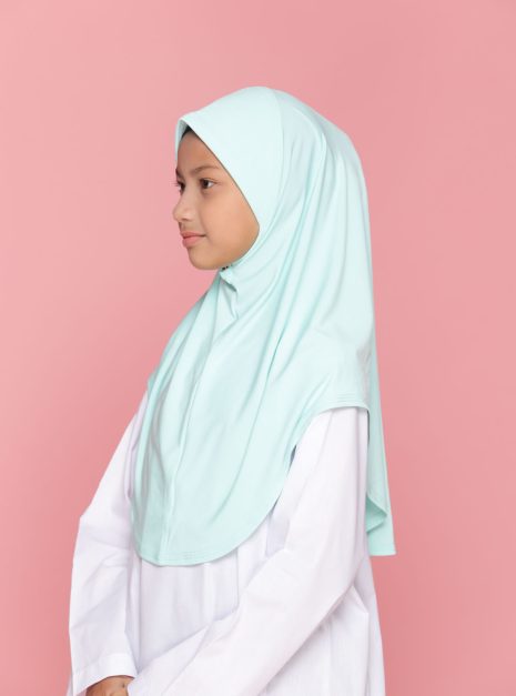 Tudung Sekolah Soft Awning Half Scuba - Hijau Cair