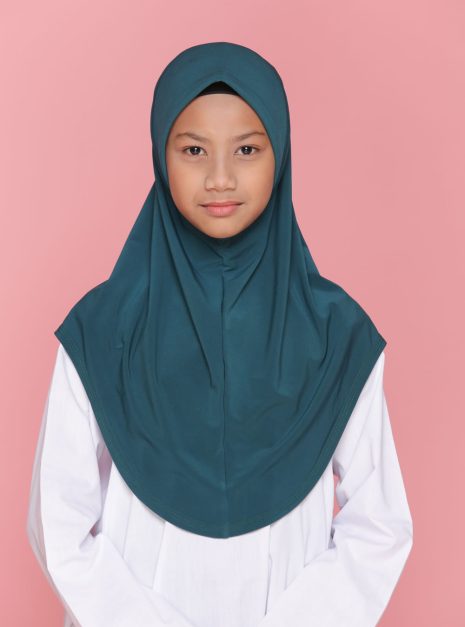 Tudung Sekolah Soft Awning Half Scuba - Hijau Gelap