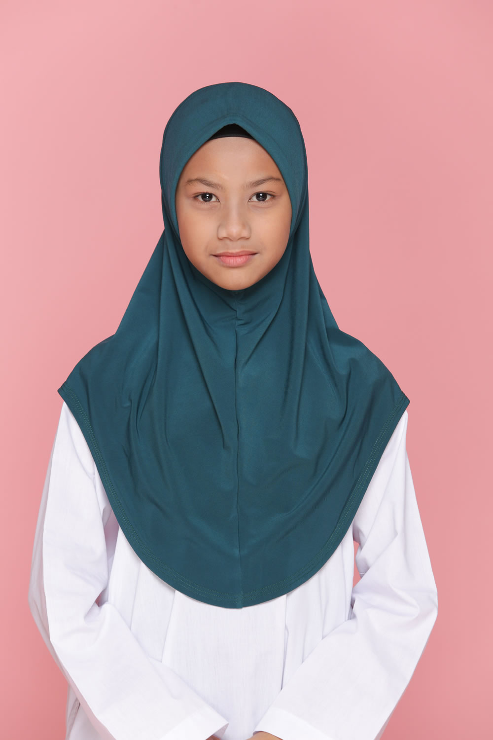 Tudung Sekolah Soft Awning Half Scuba - Hijau Gelap