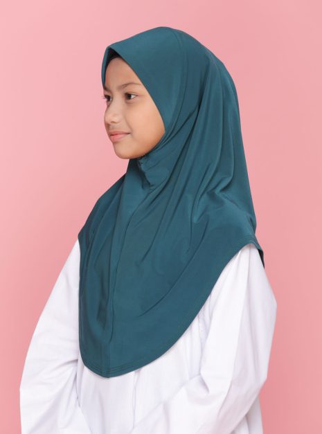 Tudung Sekolah Soft Awning Half Scuba - Hijau Gelap