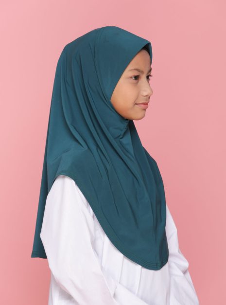 Tudung Sekolah Soft Awning Half Scuba - Hijau Gelap