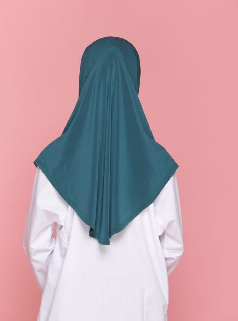Tudung Sekolah Soft Awning Half Scuba - Hijau Gelap