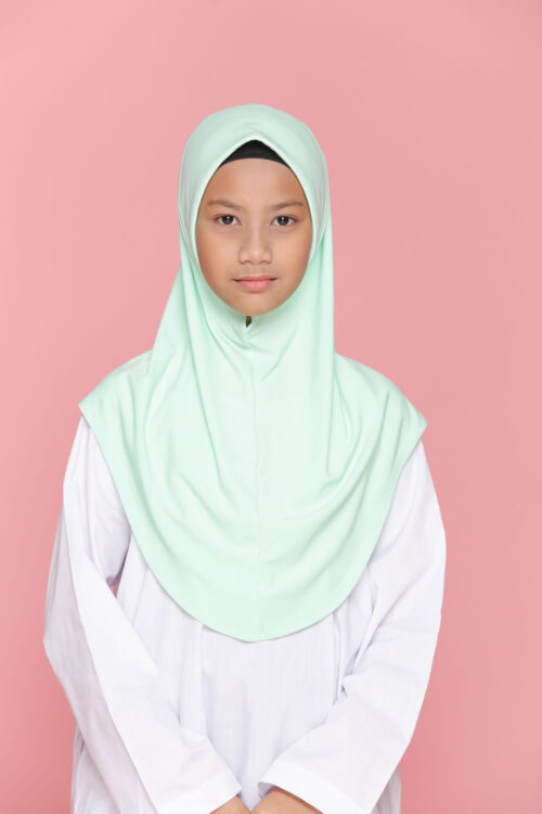 Tudung Sekolah Soft Awning Half Scuba - Hijau Pengawas