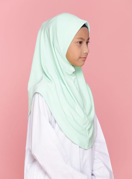 Tudung Sekolah Soft Awning Half Scuba - Hijau Pengawas