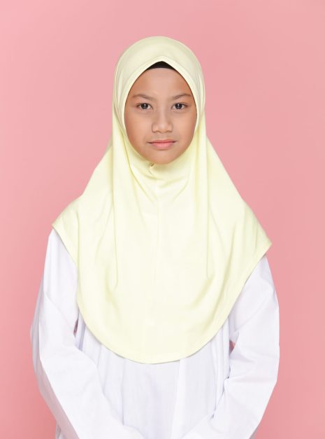 Tudung Sekolah Soft Awning Half Scuba - Kuning Cair
