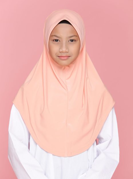 Tudung Sekolah Soft Awning Half Scuba - Peach