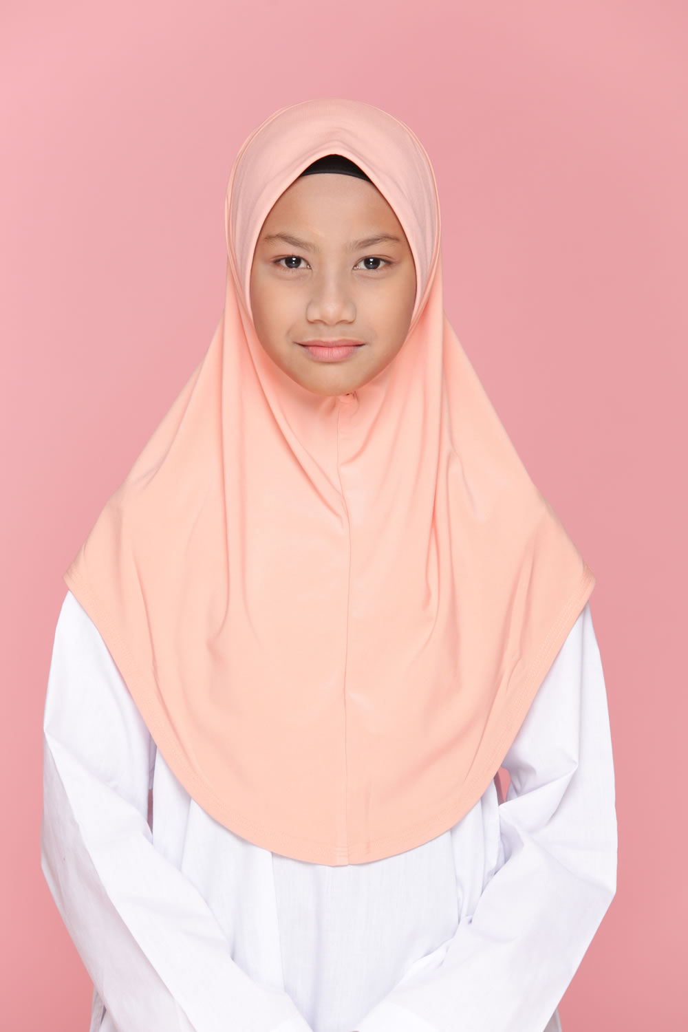 Tudung Sekolah Soft Awning Half Scuba - Peach