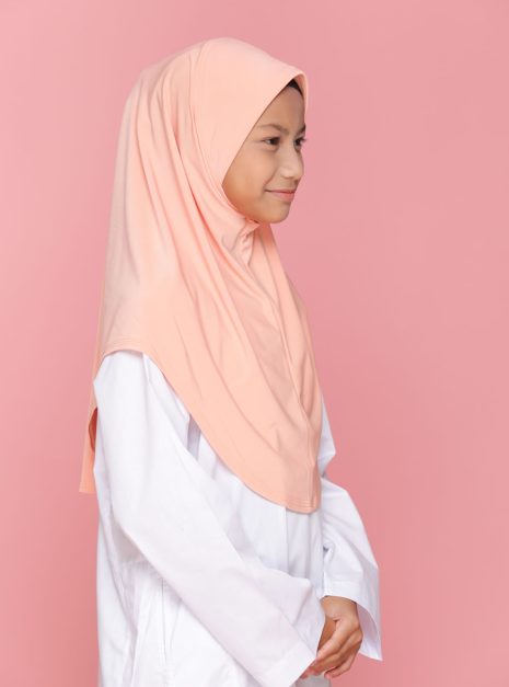 Tudung Sekolah Soft Awning Half Scuba - Peach