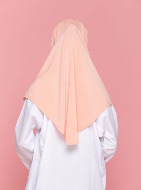 Tudung Sekolah Soft Awning Half Scuba - Peach