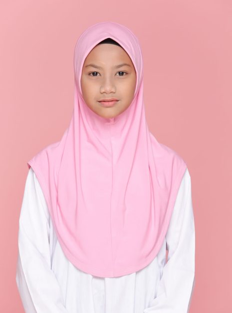 Tudung Sekolah Soft Awning Half Scuba - Pink