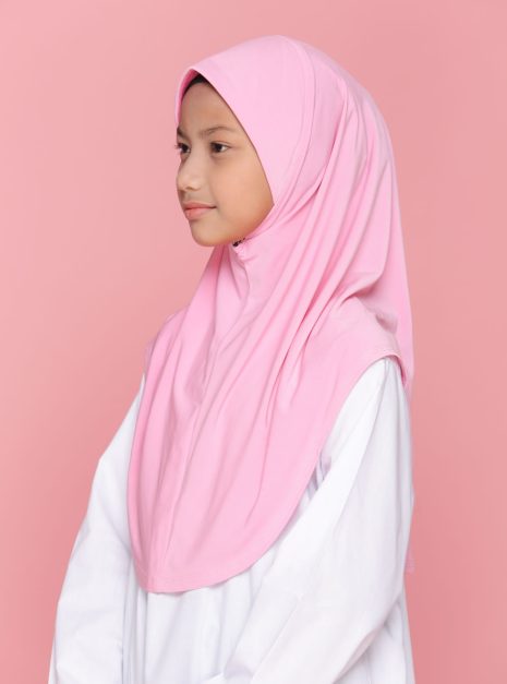 Tudung Sekolah Soft Awning Half Scuba - Pink