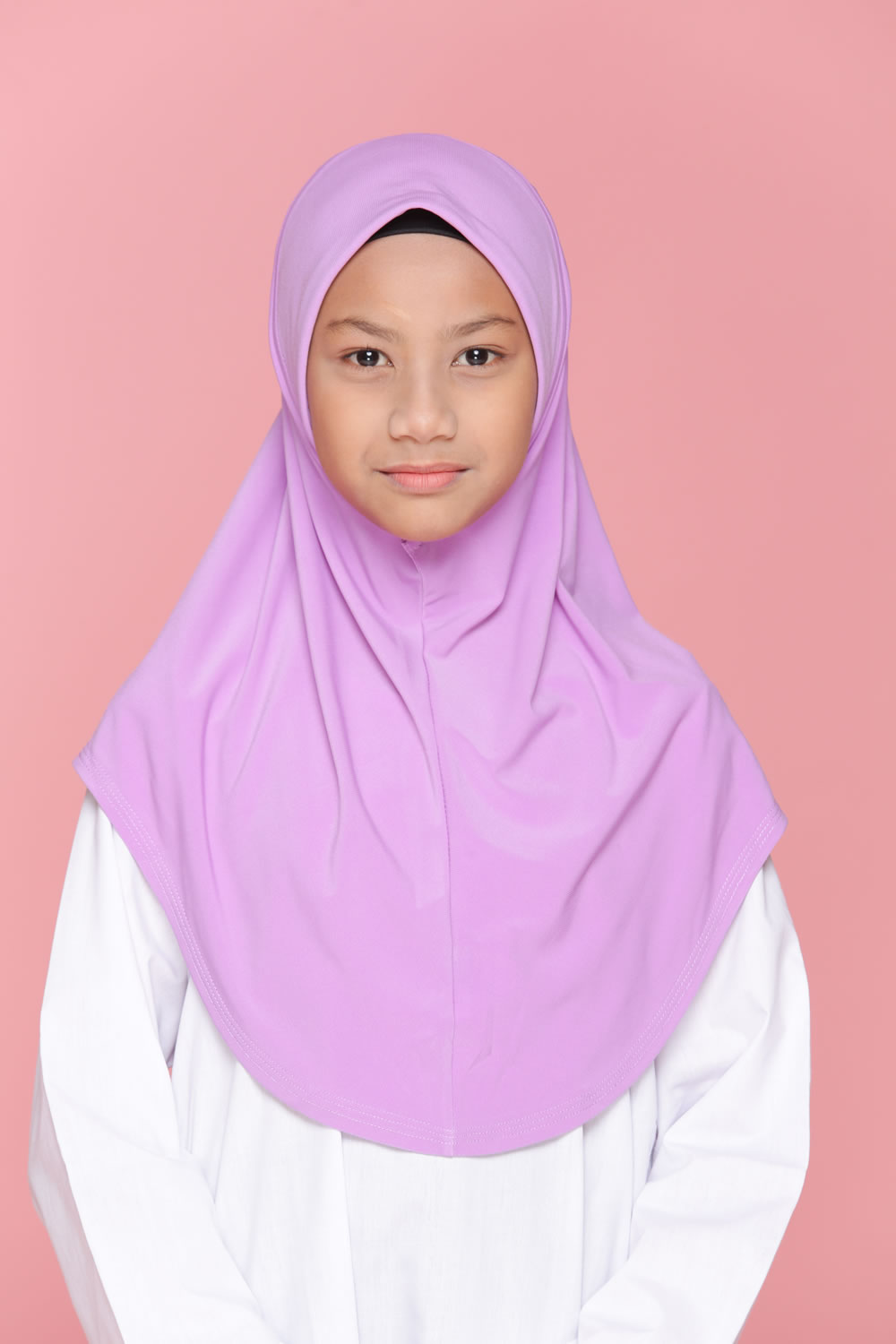 Tudung Sekolah Soft Awning Half Scuba - Purple Cair