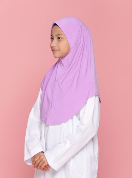 Tudung Sekolah Soft Awning Half Scuba - Purple Cair
