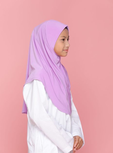 Tudung Sekolah Soft Awning Half Scuba - Purple Cair