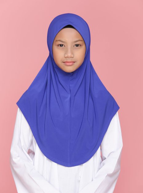 Tudung Sekolah Soft Awning Half Scuba - Biru Royal
