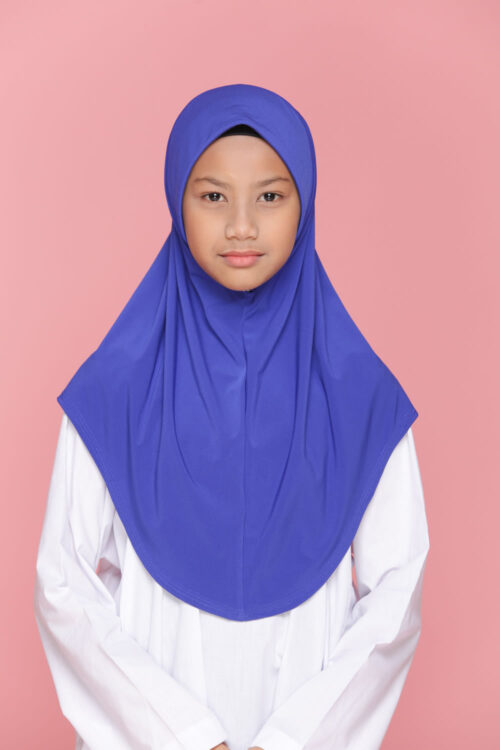Tudung Sekolah Soft Awning Half Scuba - Biru Royal