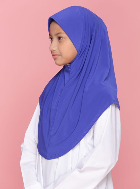Tudung Sekolah Soft Awning Half Scuba - Biru Royal