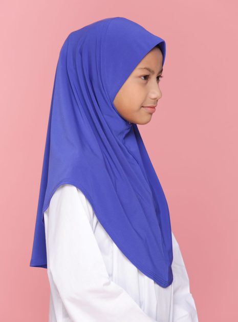 Tudung Sekolah Soft Awning Half Scuba - Biru Royal