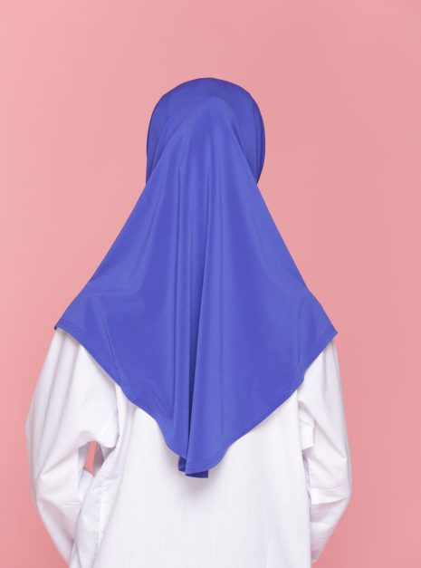 Tudung Sekolah Soft Awning Half Scuba - Biru Royal