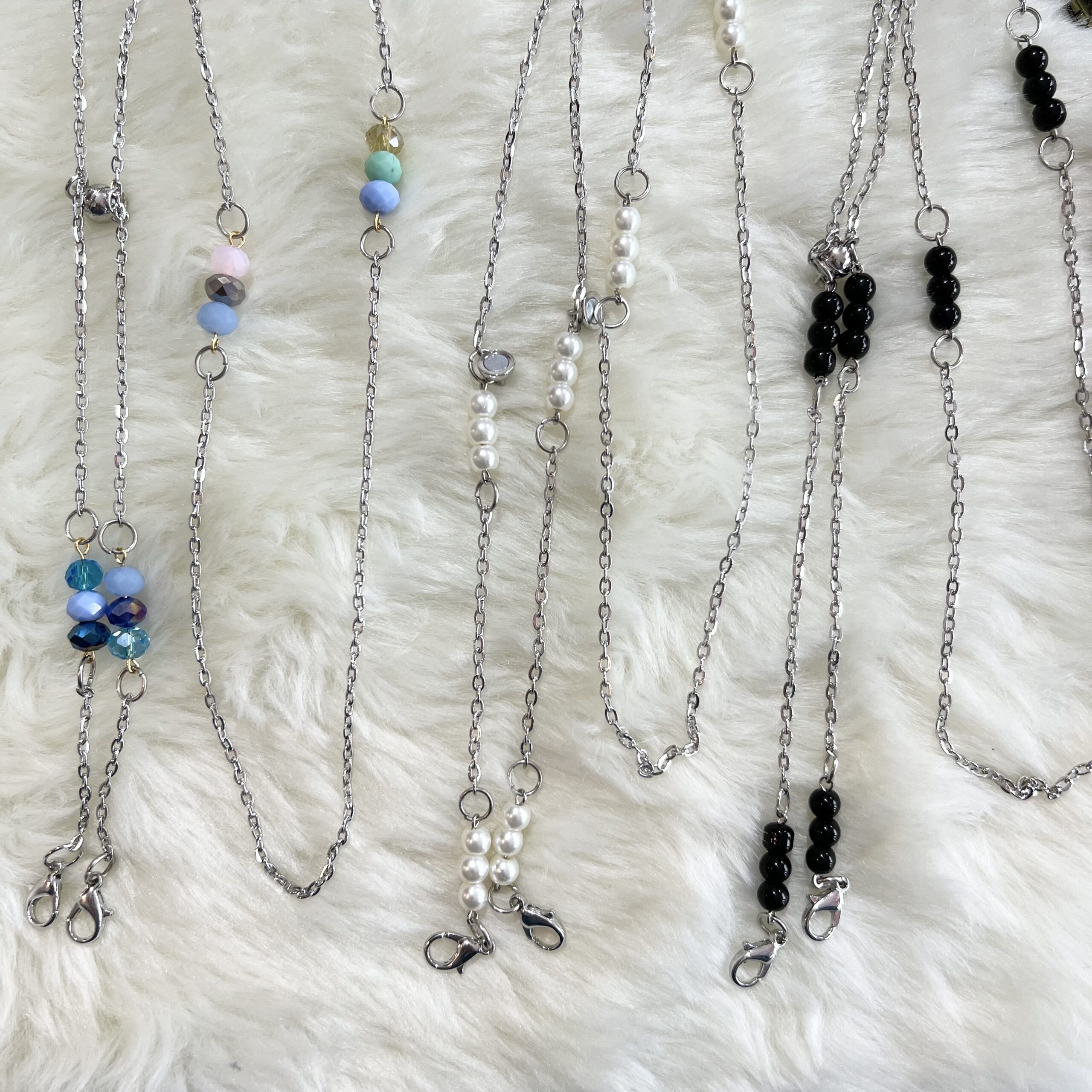 2 in 1 Magnet Mask Chain - Silver Series