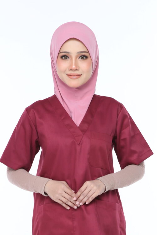 Tudung Soft Awning Half Scuba - Pink Belacan
